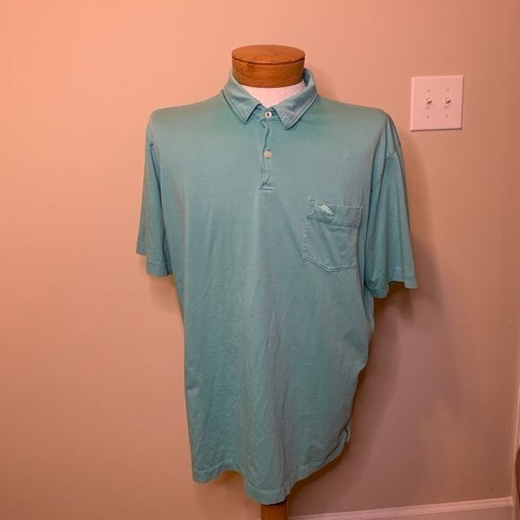Men's Tommy Bahama short sleeved 100% Pima Cotton Polo Turqoise‎ blue large - Picture 1 of 4
